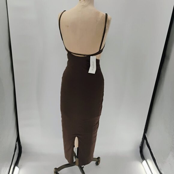 NWT Jin Giorgio Fits Everybody Long Slip Dress in Cocoa Sz. Xs cut out - Picture 13 of 16